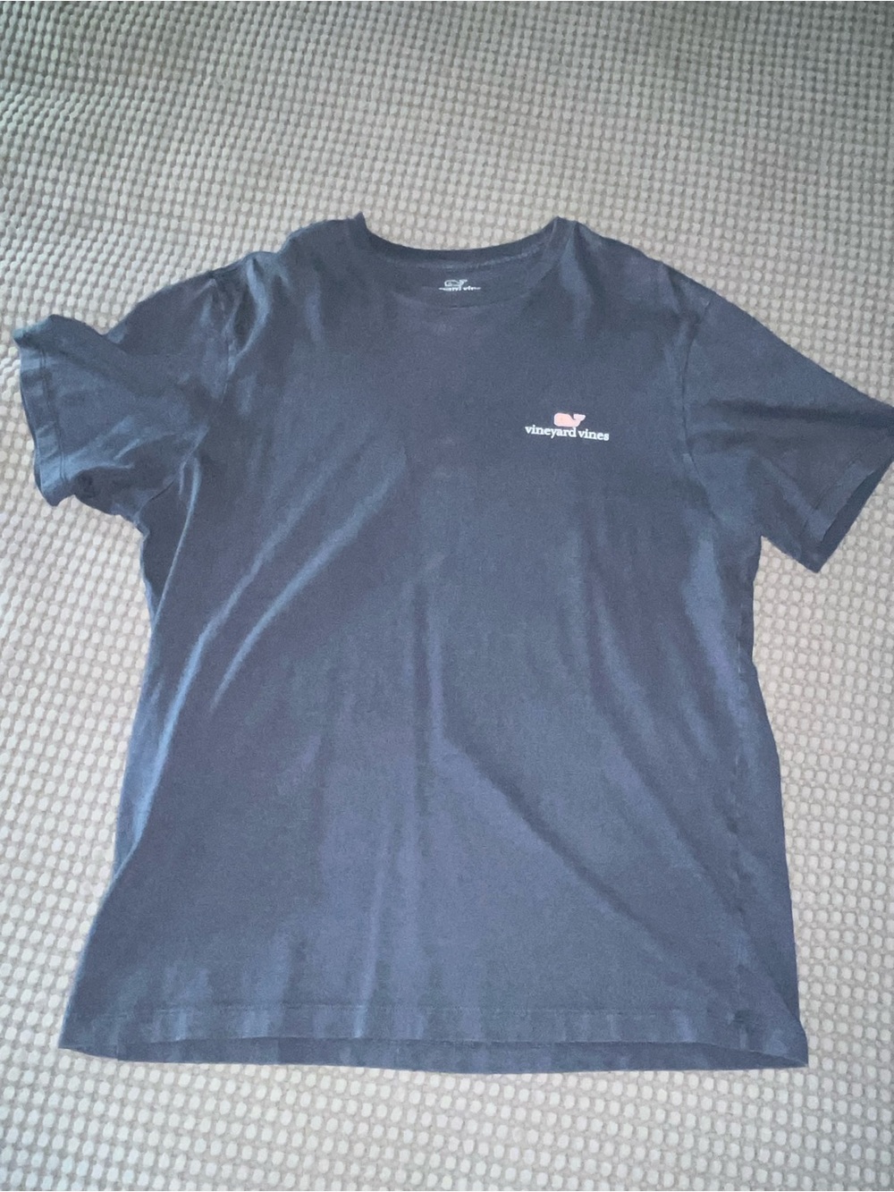 Vineyard Vines Navy Short-Sleeve Tee with Pink Logo